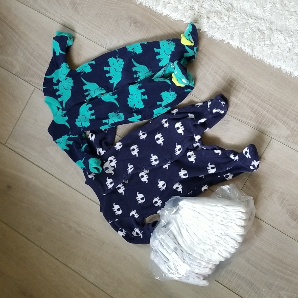 Newborn boy pajamas & Diapers